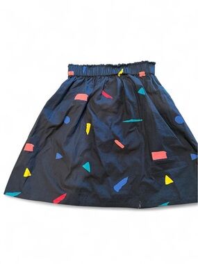 Black Confetti Print Elastic Waist Skirt